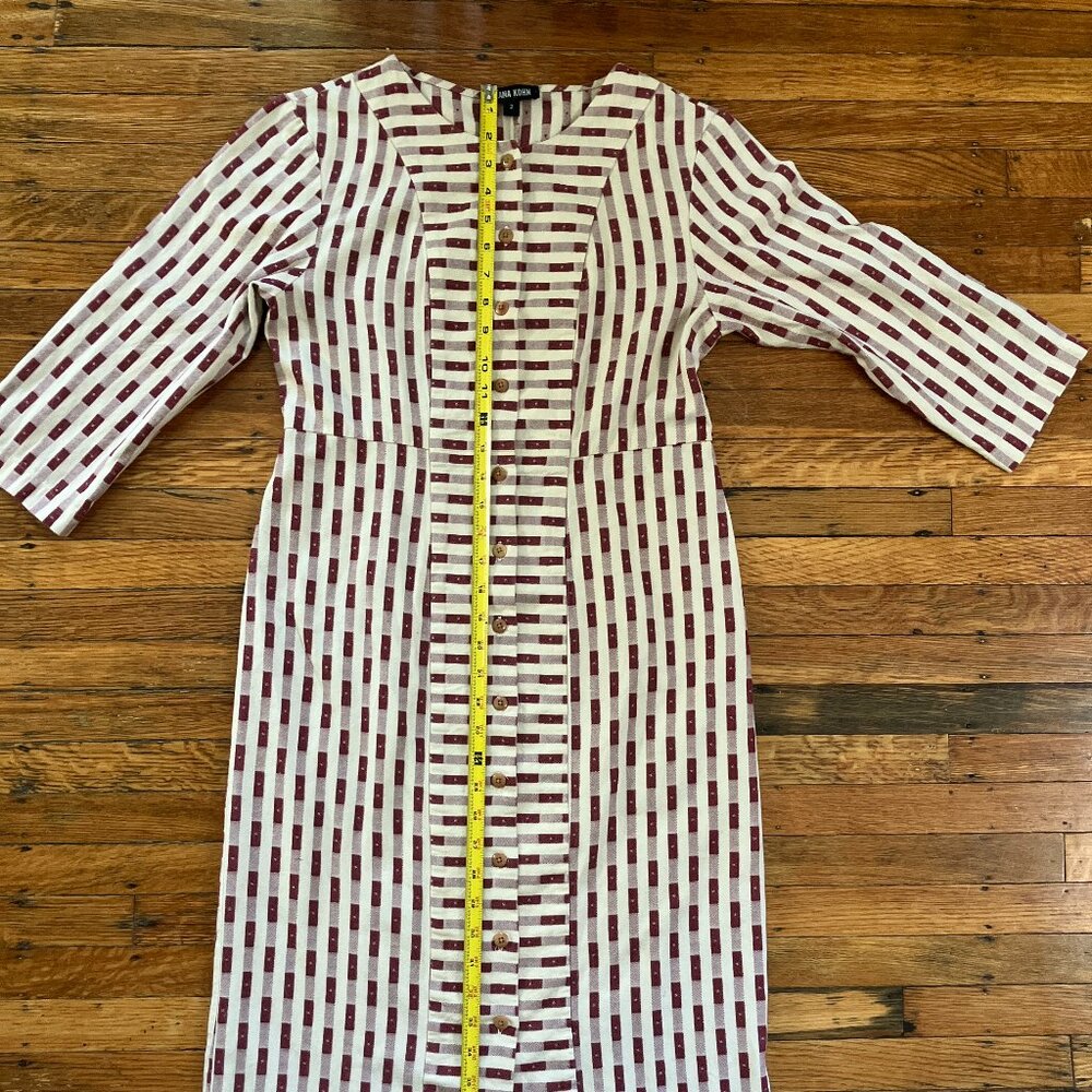 Ilana Kohn Rose Midi Dress Dobby Dot Sz. 2 (S) Red and White Geometric Print - Picture 5 of 9